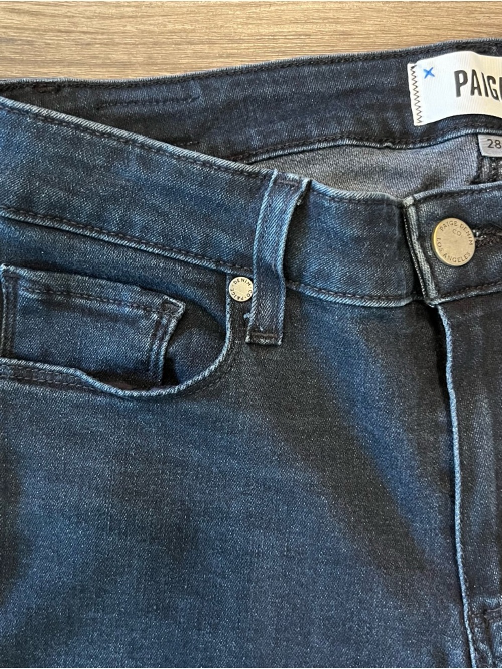 PAIGE Skyline Skinny Jeans Size 28 Azaria Dark Wash Stretch Mid Rise - Picture 8 of 9